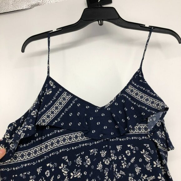 Vince  Camuto Navy Ditsy Floral Liberty geometric Print ruffle midi dress S - Picture 8 of 16